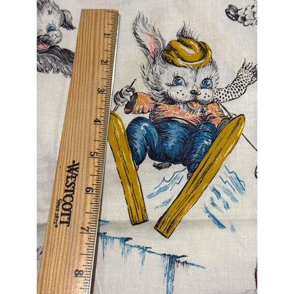 Vintage Childrens Fabric With Playful Animal Sports Prints 36" Width Cotton Mate - Picture 11 of 11